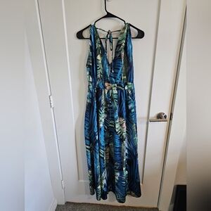 Tropical theme tie back dress, L